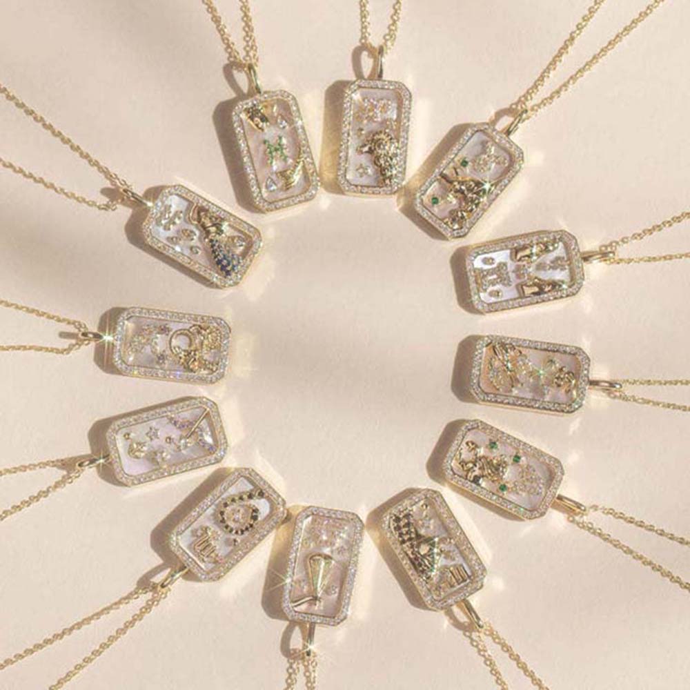Dusala India White Aries Zodiac Pendant 18K Gold-Plated Necklace