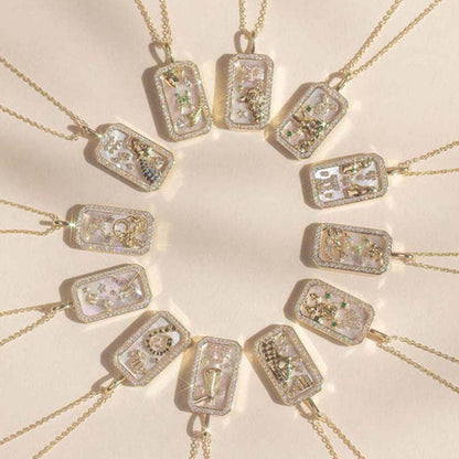 Dusala India White Taurus Zodiac Pendant 18K Gold-Plated Necklace