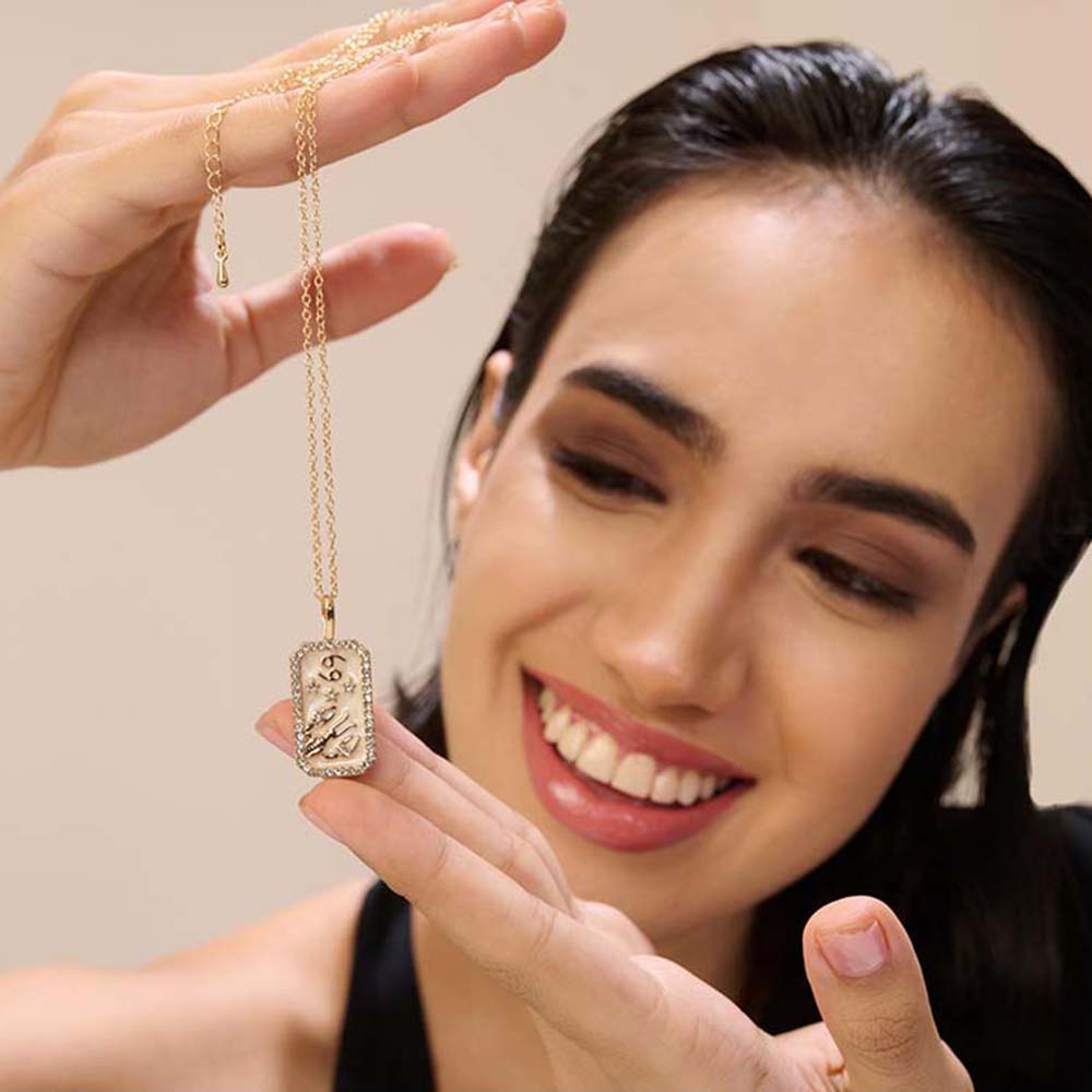 Dusala India White Cancer Zodiac Pendant 18K Gold-Plated Necklace