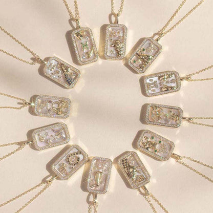 Dusala India White Leo Zodiac Pendant 18K Gold-Plated Necklace