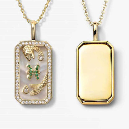 Dusala India White Pisces Zodiac Pendant 18K Gold-Plated Necklace