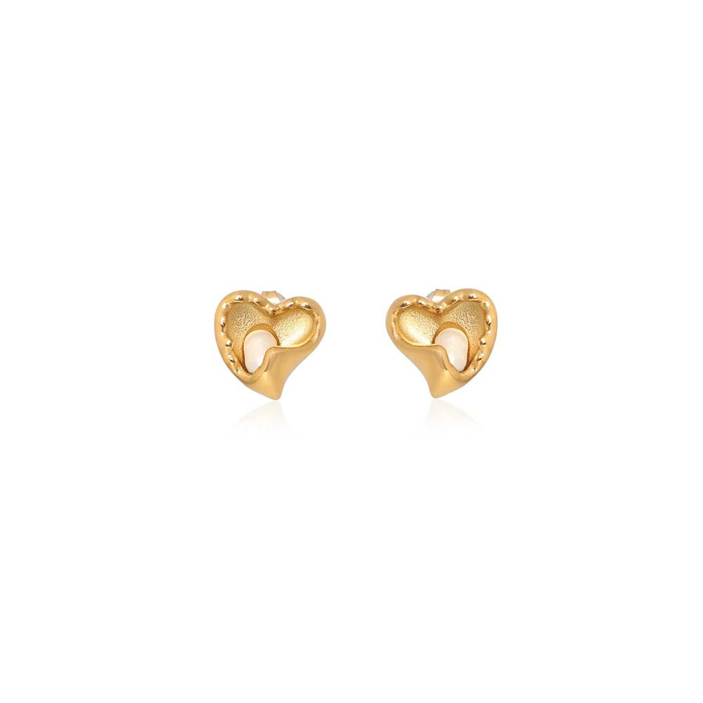 Dusala India White Heartfelt Pearls Earrings