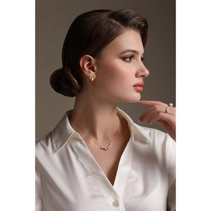 Dusala India White Heartfelt Pearls Earrings
