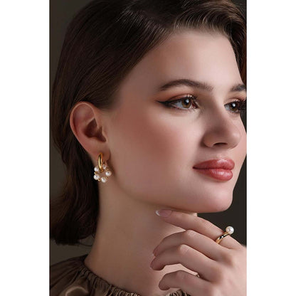 Dusala India White Huggee Trend Earrings