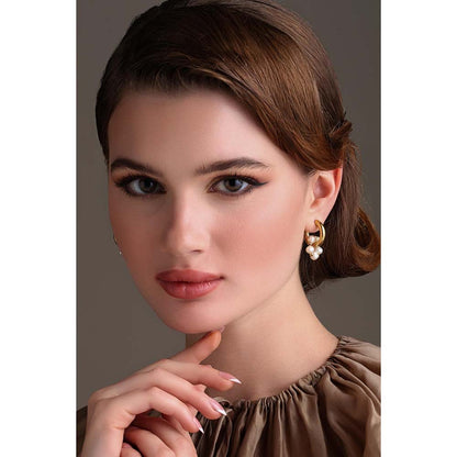 Dusala India White Huggee Trend Earrings
