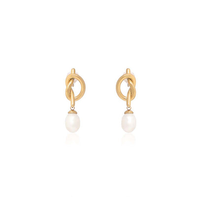 Dusala India White Knot Sophistication Earrings