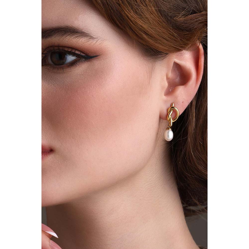 Dusala India White Knot Sophistication Earrings