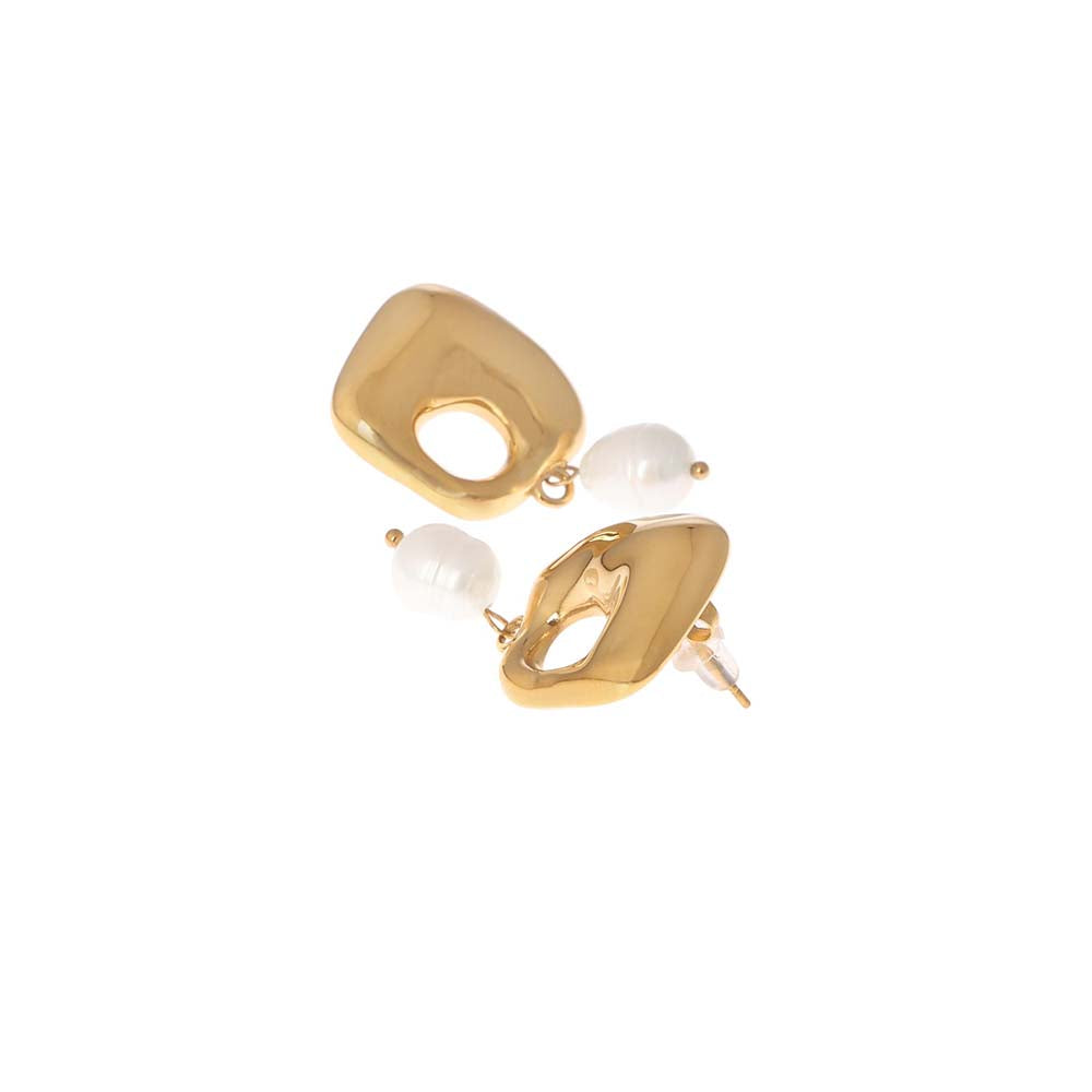 Dusala India White Square Chic Earrings
