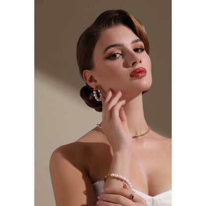 Dusala India White Timeless Pearl Bangle
