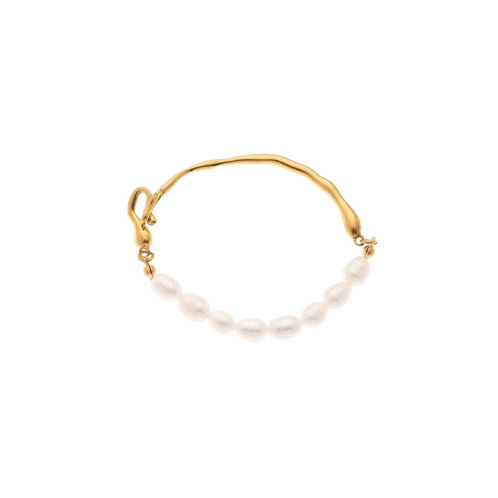 Dusala India White Timeless Pearl Bangle