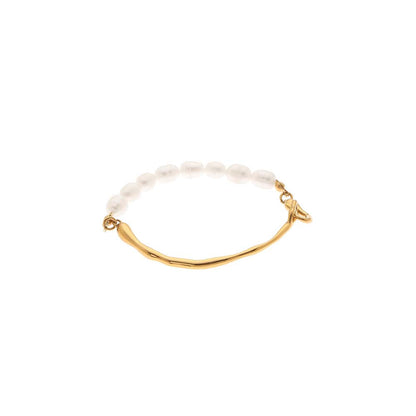 Dusala India White Timeless Pearl Bangle