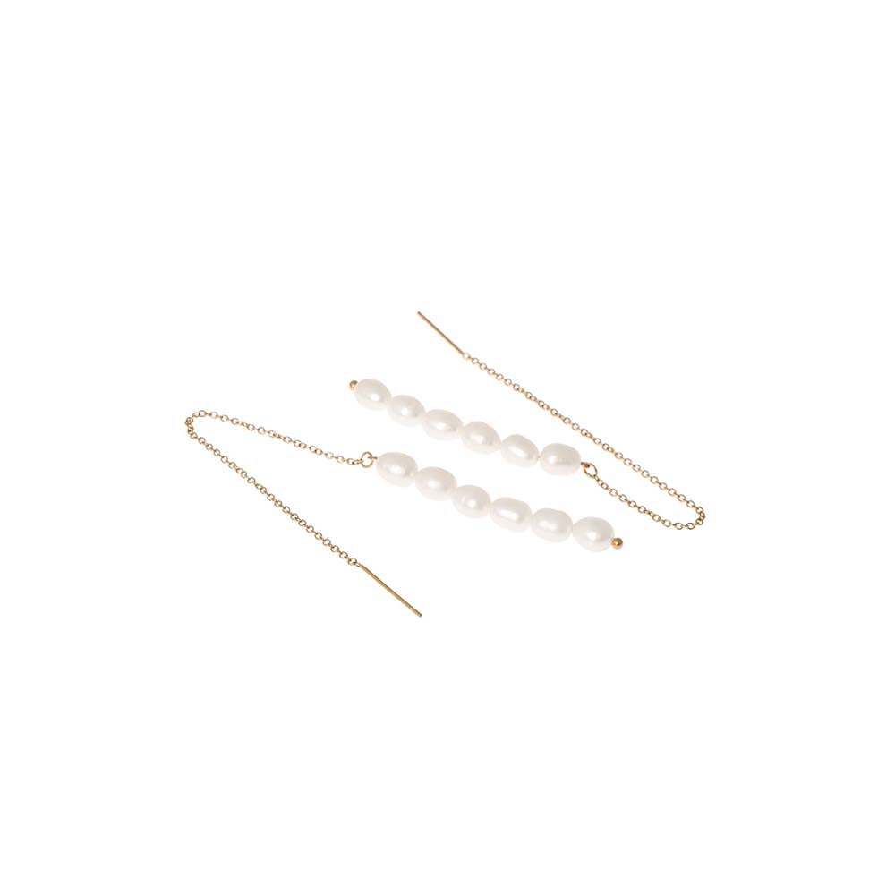 Dusala India White Chain Flair Earrings