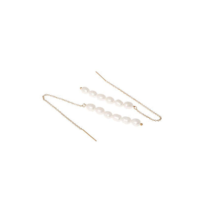 Dusala India White Chain Flair Earrings