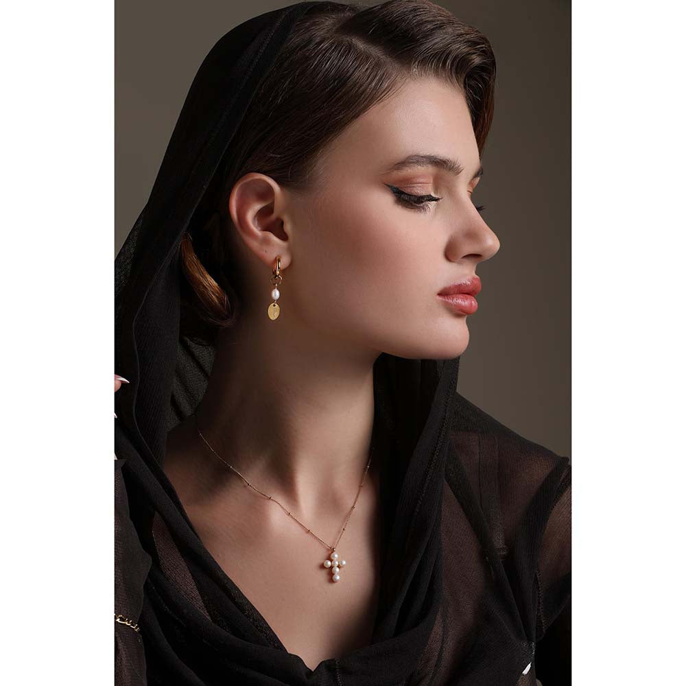 Dusala India White Flora Drop Earrings