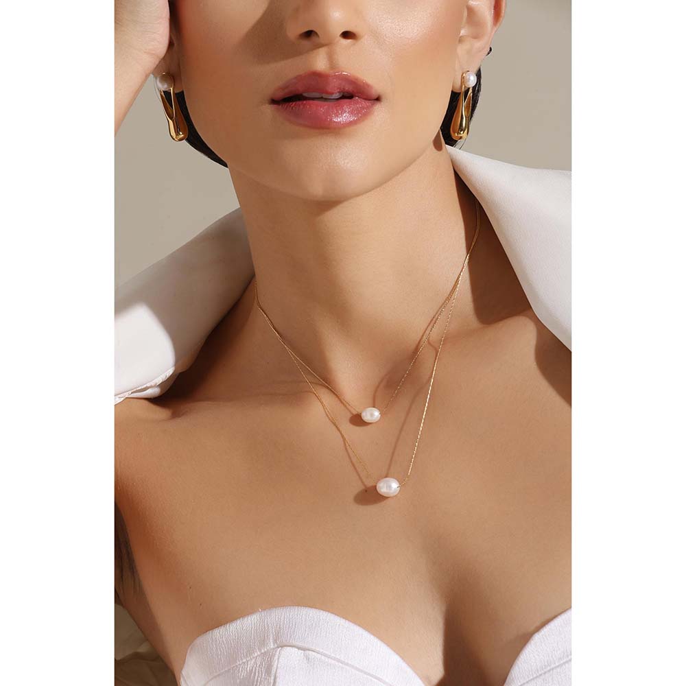 Dusala India White Layered Sophistication Necklace