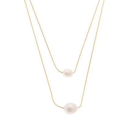 Dusala India White Layered Sophistication Necklace