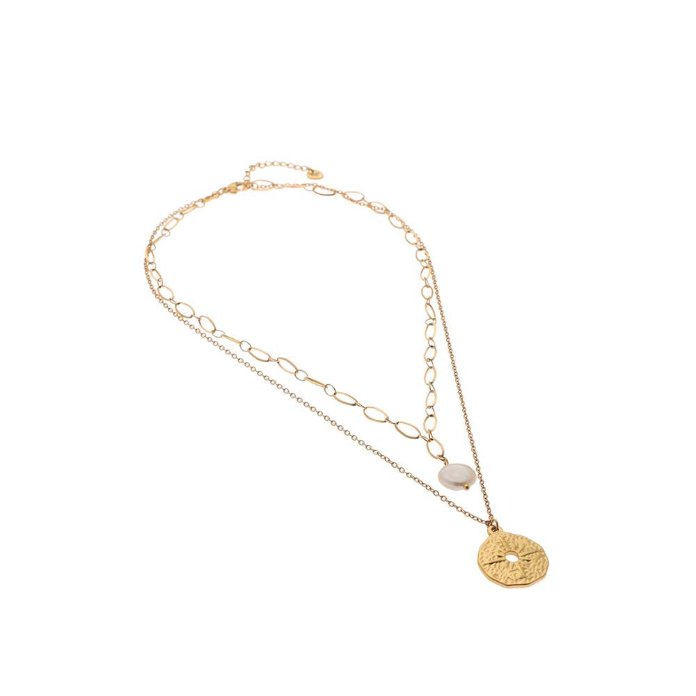 Dusala India White Golden Charm Necklace