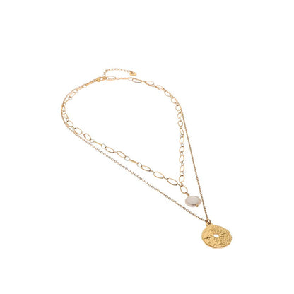 Dusala India White Golden Charm Necklace