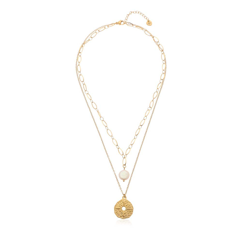 Dusala India White Golden Charm Necklace