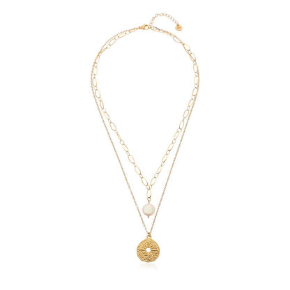 Dusala India White Golden Charm Necklace