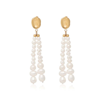 Dusala India White Tassel Dazzle Earrings