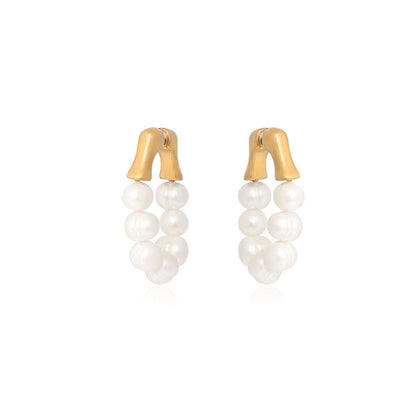 Dusala India White Heart On Heart Earrings
