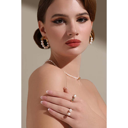 Dusala India White Heart On Heart Earrings