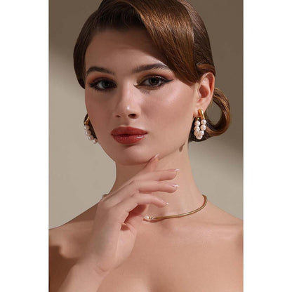 Dusala India White Heart On Heart Earrings