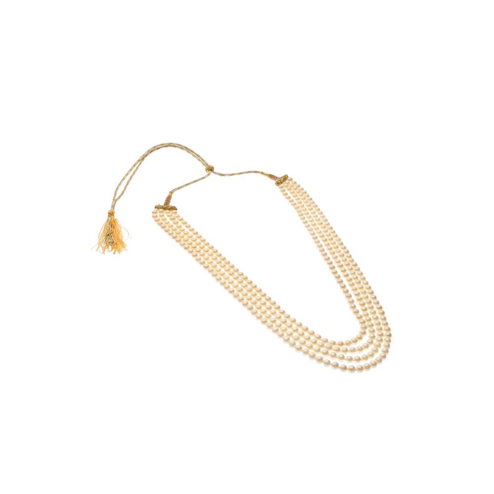 Dusala India White 4 Strand Mala Necklace