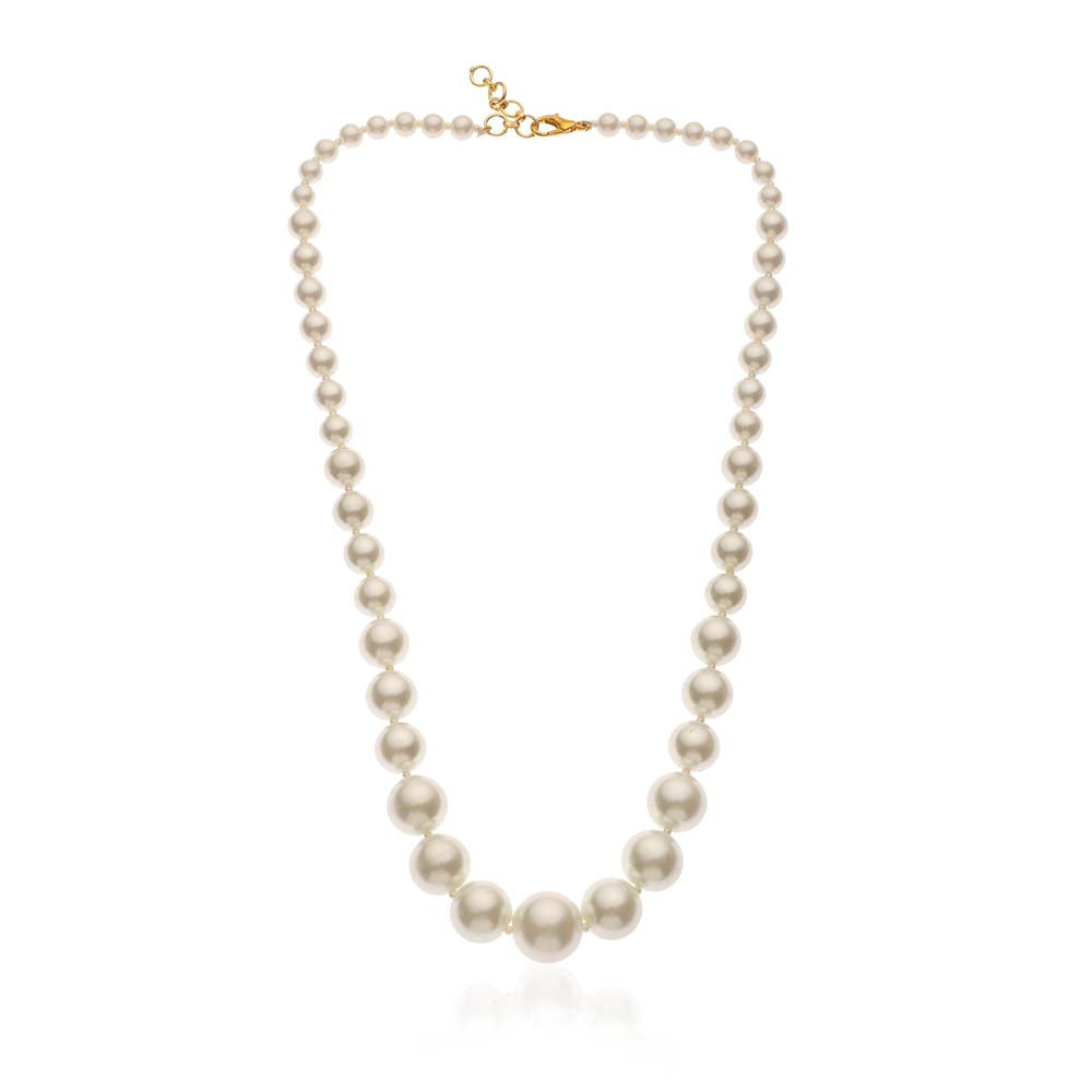 Dusala India White Graduated Natural Pearl Necklace
