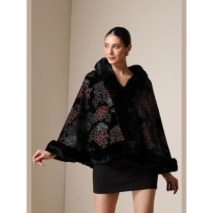 Dusala India Dusala Noir Bloom Vegan Fur Cape