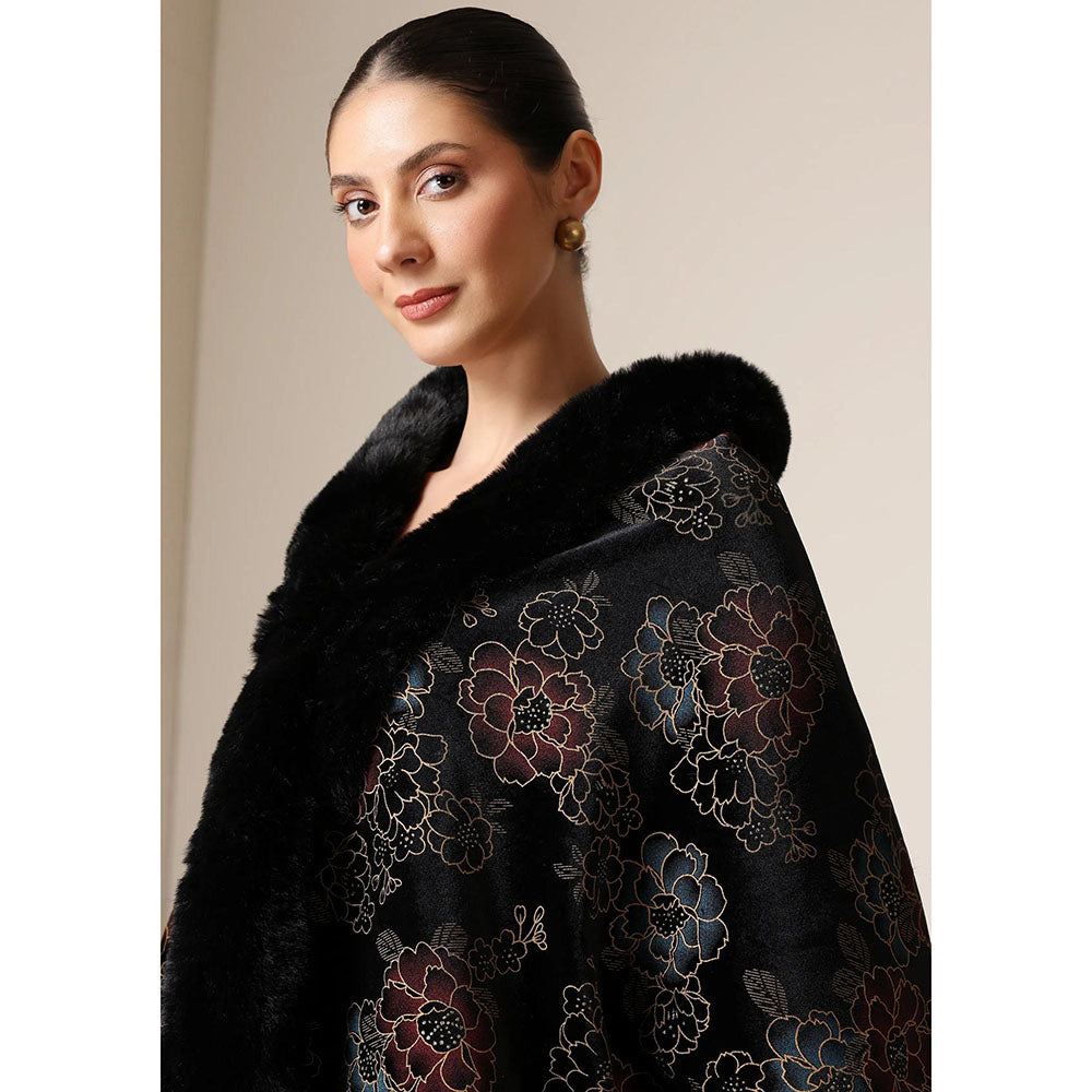 Dusala India Dusala Noir Bloom Vegan Fur Cape