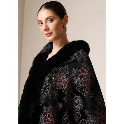 Dusala India Dusala Noir Bloom Vegan Fur Cape