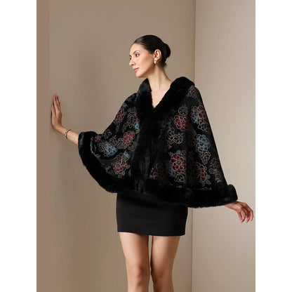 Dusala India Dusala Noir Bloom Vegan Fur Cape