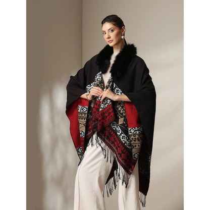 Dusala India Dusala Crimson Luxe Vegan Fur Cape