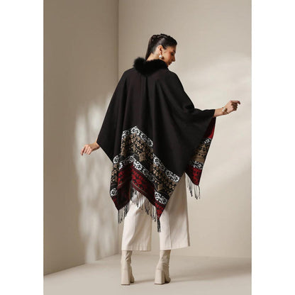 Dusala India Dusala Crimson Luxe Vegan Fur Cape