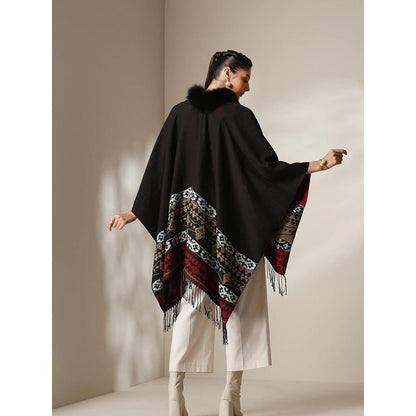 Dusala India Dusala Crimson Luxe Vegan Fur Cape