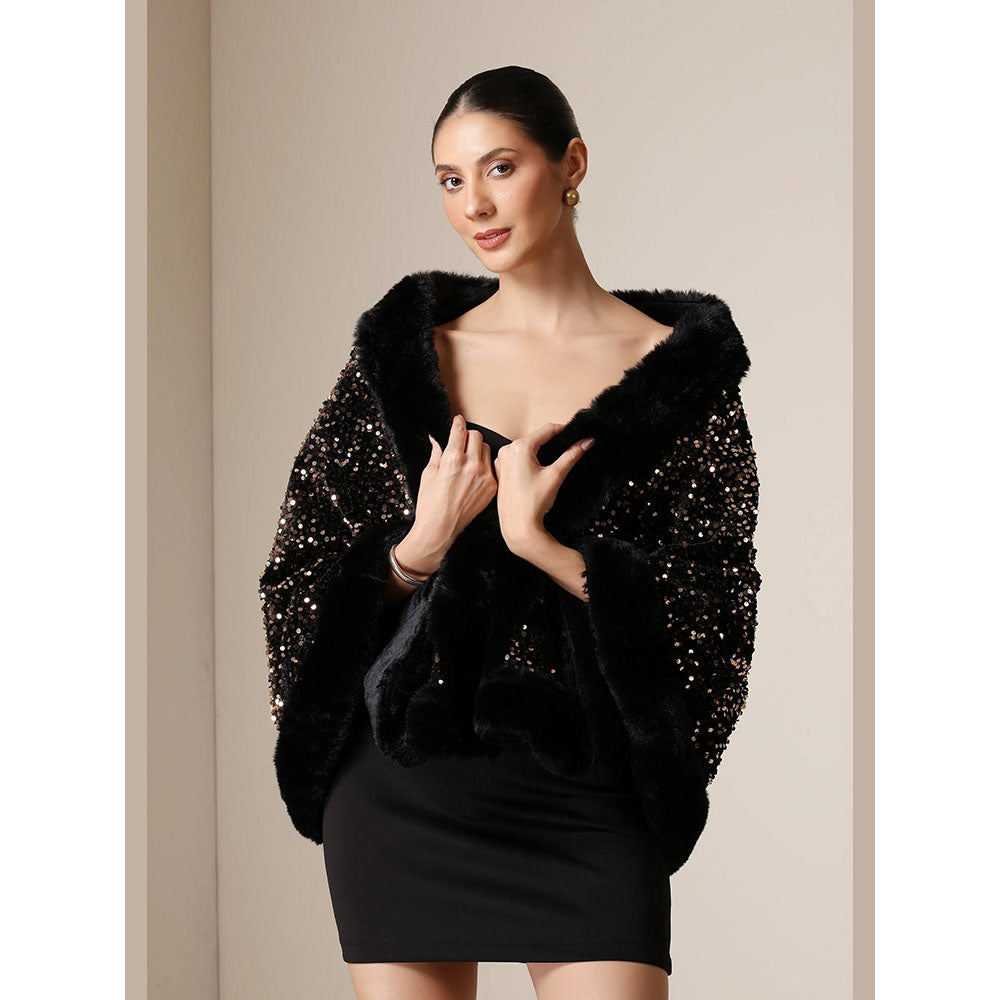Dusala India Dusala Midnight Luxe Vegan Fur Cape