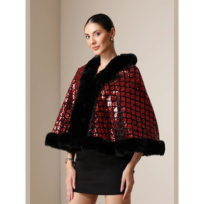 Dusala India Dusala Scarlet Luxe Vegan Fur Cape