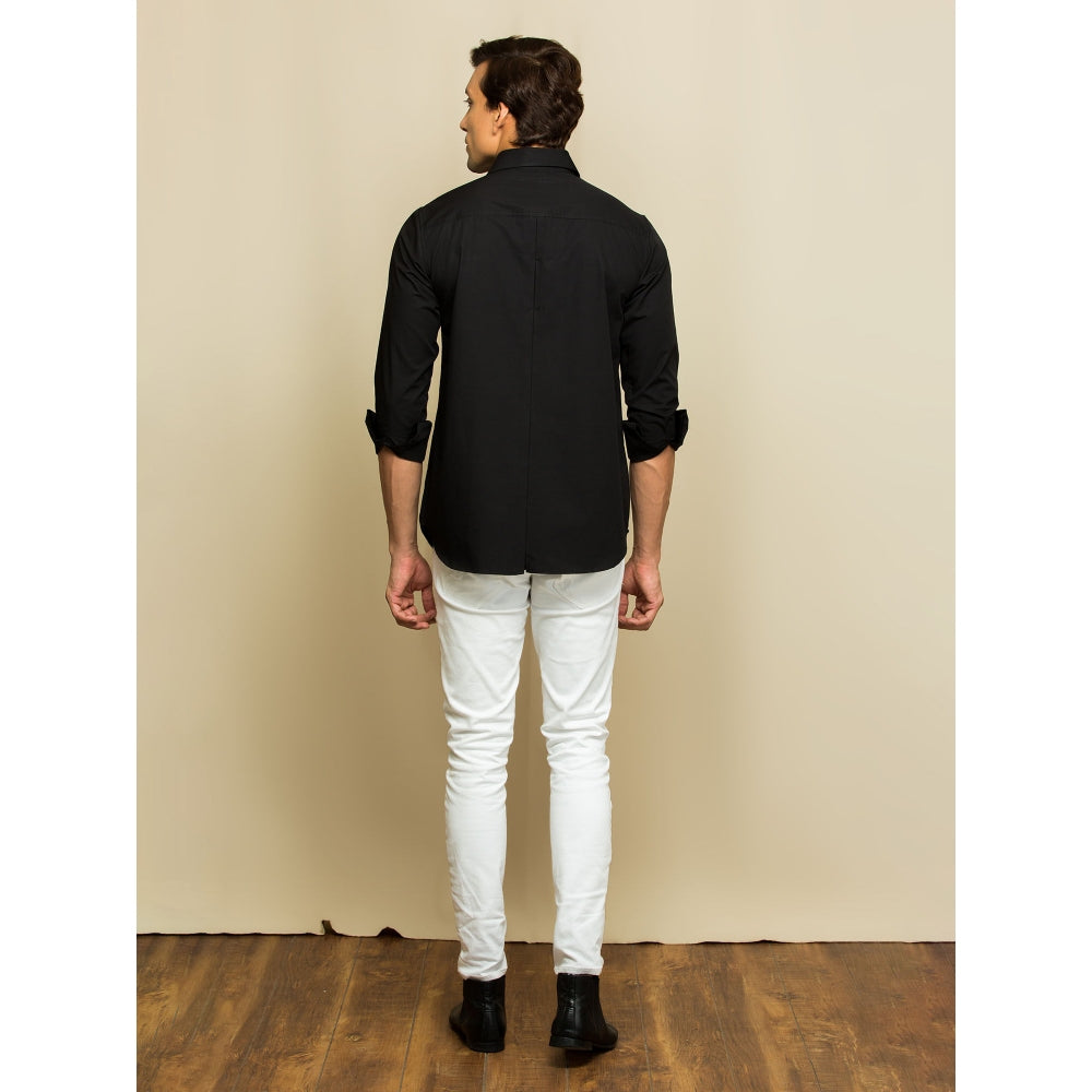 Echke Black Shirt with Inverted Pleat Detailing