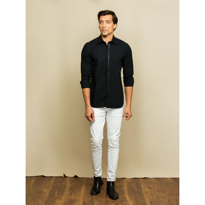 Echke Black Shirt with Zip on The Placket