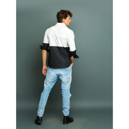 Echke White Shirt with Black Bottom Patch
