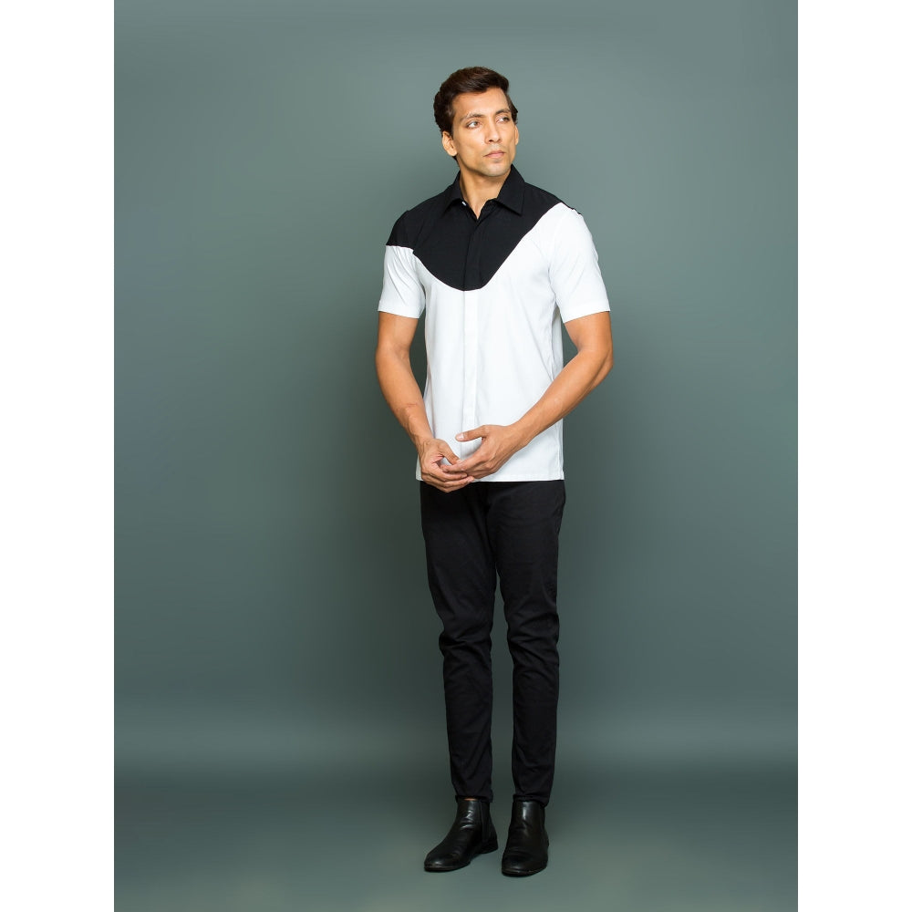 Echke White and Black Shirt with Black Top Yoke