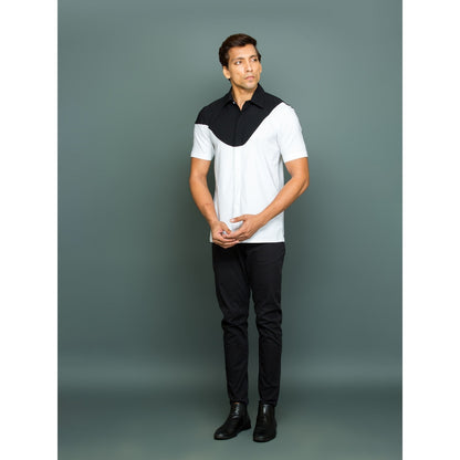 Echke White and Black Shirt with Black Top Yoke