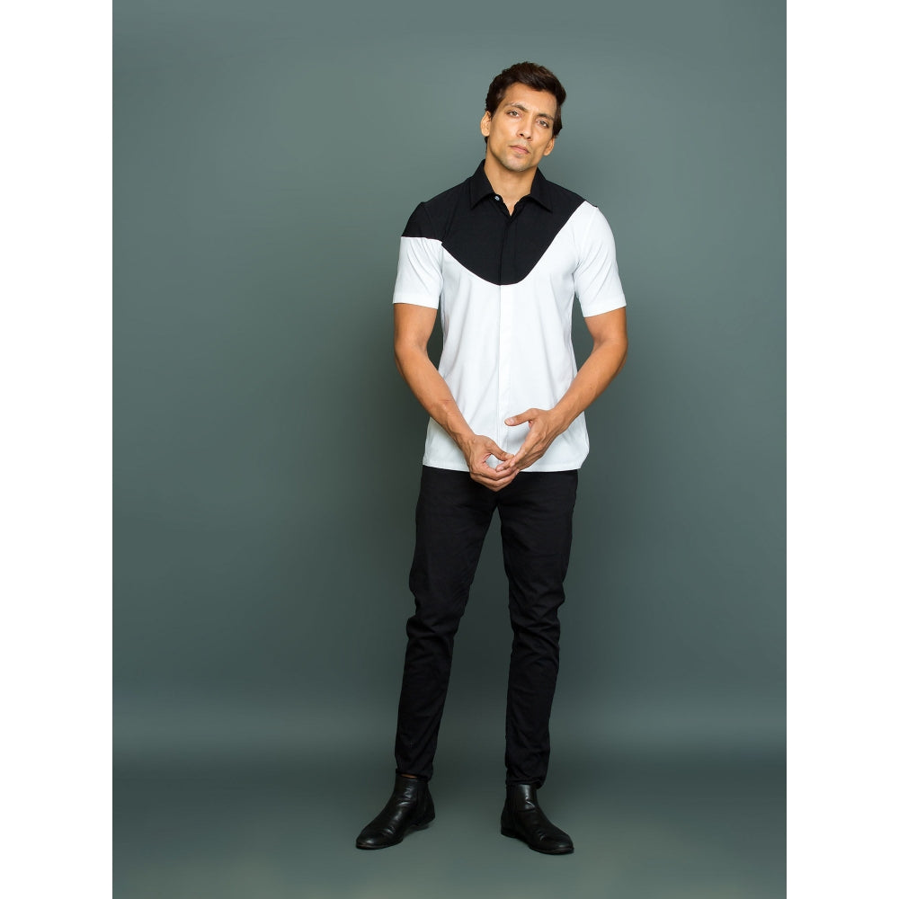 Echke White and Black Shirt with Black Top Yoke