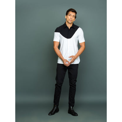 Echke White and Black Shirt with Black Top Yoke