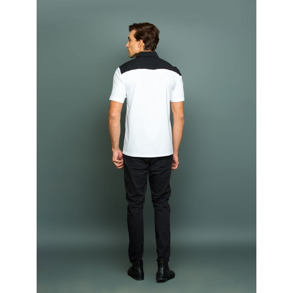 Echke White and Black Shirt with Black Top Yoke