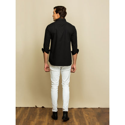 Echke Black Shirt with Front Zipper Feature