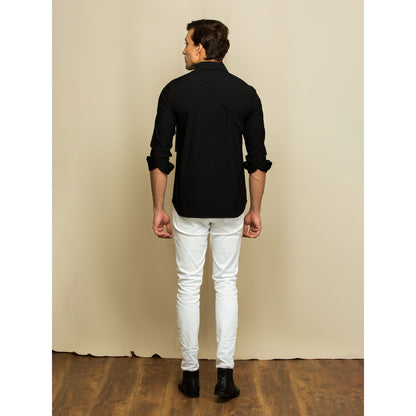 Echke Black Shirt with One Side Harness Buckle