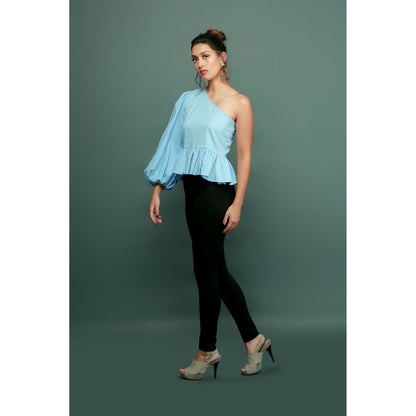 Echke One Shoulder Peplum Top